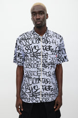 Comme des Garçons Blue & Black Graffiti Logo Shirt