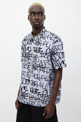 Comme des Garçons Blue & Black Graffiti Logo Shirt