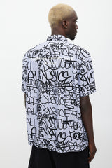 Comme des Garçons Blue & Black Graffiti Logo Shirt