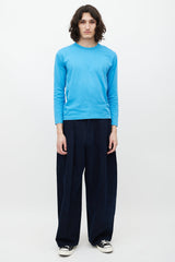 Comme des Garçons Blue & Black Logo Top