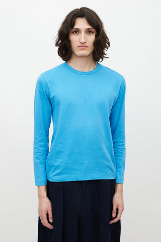 Comme des Garçons Blue & Black Logo Top