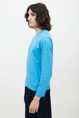 Comme des Garçons Blue & Black Logo Top