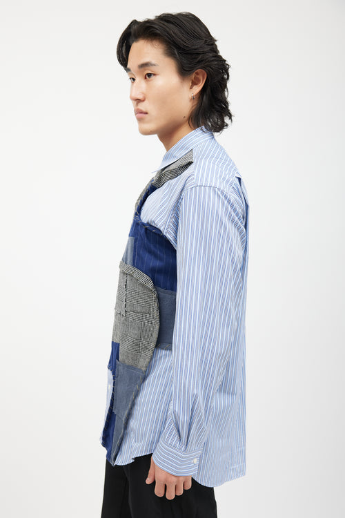 Comme des Garçons Blue & Multicolour Patchwork Striped Shirt