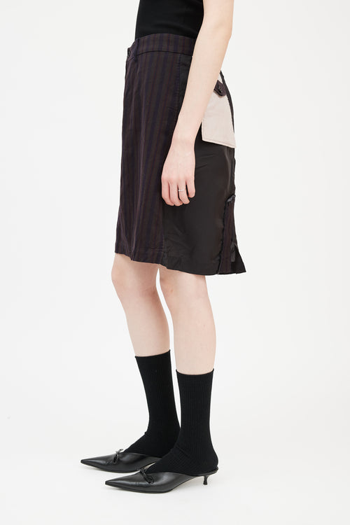 Comme des Garçons Brown & Multicolour Striped Deconstructed Skirt