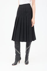 Comme des Garçons FW 1990 Black Wool Pleated Midi Skirt
