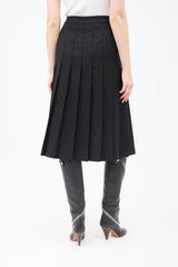 Comme des Garçons FW 1990 Black Wool Pleated Midi Skirt