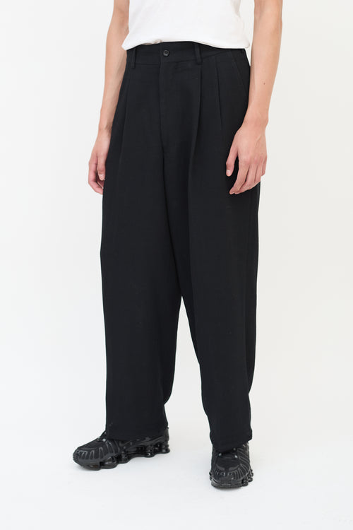 Comme des Garçons FW 1997 Black Wool & Nylon Pleated Wide Leg Trouser