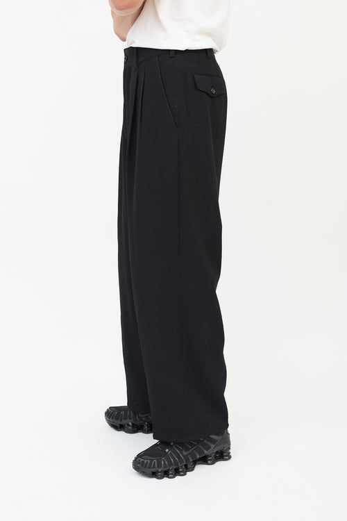 Comme des Garçons FW 1997 Black Wool & Nylon Pleated Wide Leg Trouser