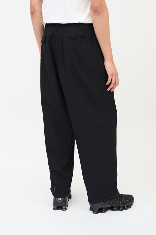 Comme des Garçons FW 1997 Black Wool & Nylon Pleated Wide Leg Trouser