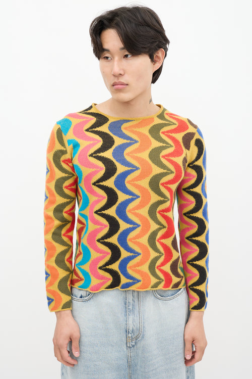 Comme des Garçons FW 2001 Yellow & Multicolour Wool Patterned Sweater