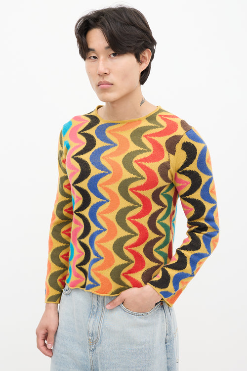 Comme des Garçons FW 2001 Yellow & Multicolour Wool Patterned Sweater