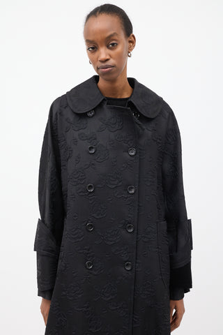 Comme des Garçons FW 2016 Black Floral Cloque Coat