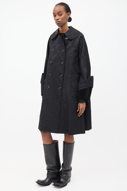 Comme des Garçons FW 2016 Black Floral Cloque Coat