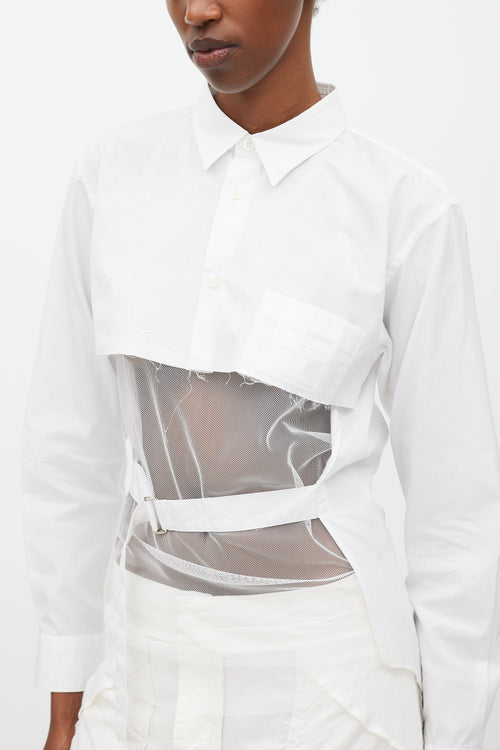 Comme des Garçons FW 2016 White Cutout Front Belted Shirt
