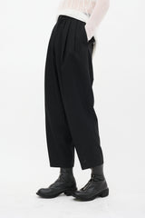Comme des Garçons FW 2017 Black Wool Pleated Tapered Trouser