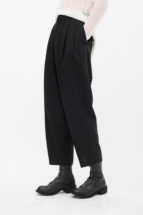 Comme des Garçons FW 2017 Black Wool Pleated Tapered Trouser