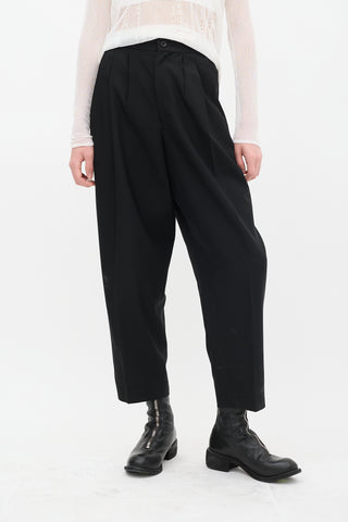 Comme des Garçons FW 2017 Black Wool Pleated Tapered Trouser