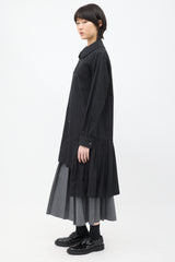 Comme des Garçons FW 2018 Black Frill Long Shirt