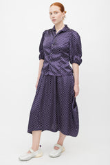 Comme des Garçons FW 2018 Navy & White Satin Polkadot Set