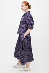 Comme des Garçons FW 2018 Navy & White Satin Polkadot Set