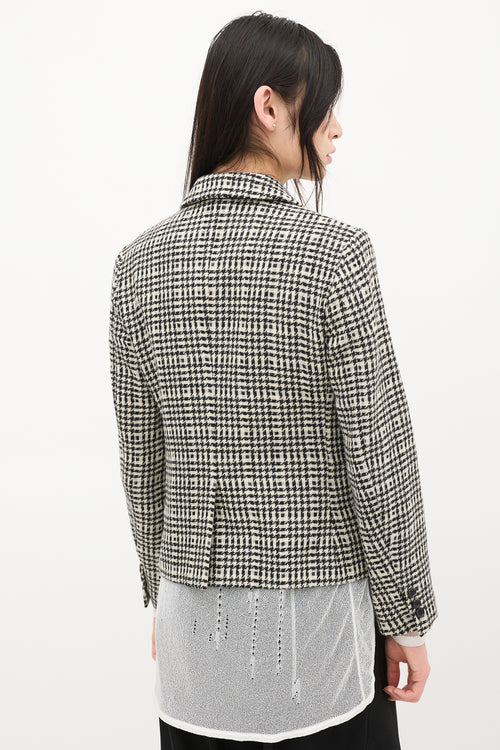 Comme des Garçons FW 2019 Black & White Wool Houndstooth Ruffle Jacket