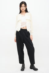 Comme des Garçons FW 2019 Cream & White Wool Ruffled Cardigan