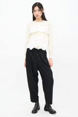 Comme des Garçons FW 2019 Cream & White Wool Ruffled Cardigan