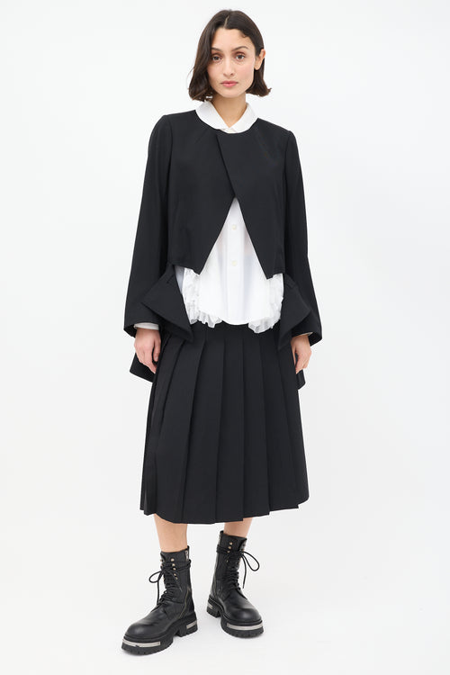 Comme des Garçons FW 2020 Black Wool Deconstructed Peplum Blazer