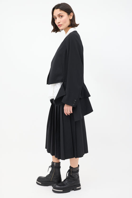 Comme des Garçons FW 2020 Black Wool Deconstructed Peplum Blazer