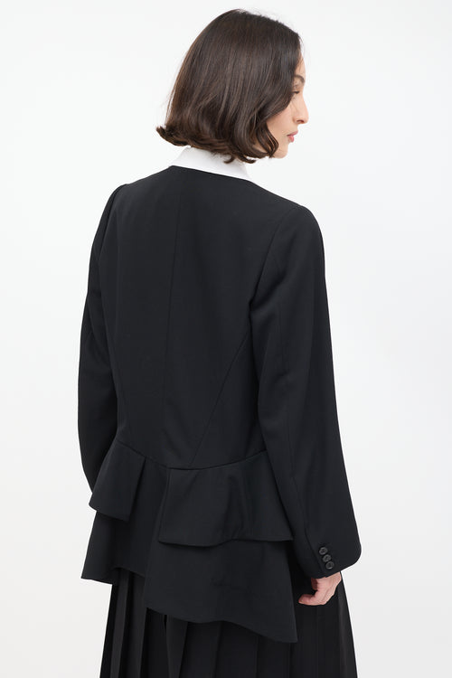 Comme des Garçons FW 2020 Black Wool Deconstructed Peplum Blazer