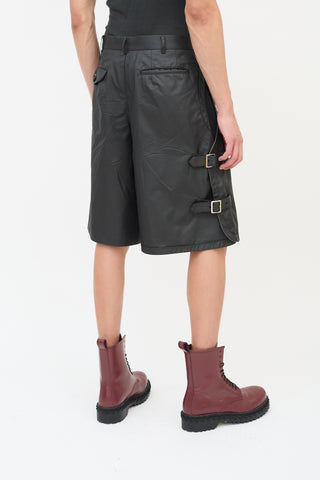 Comme des Garçons FW 2021 Black Cotton & Nylon Buckled Cutout Shorts