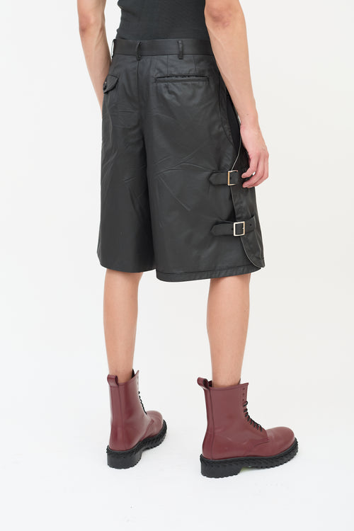 Comme des Garçons FW 2021 Black Cotton & Nylon Buckled Cutout Shorts