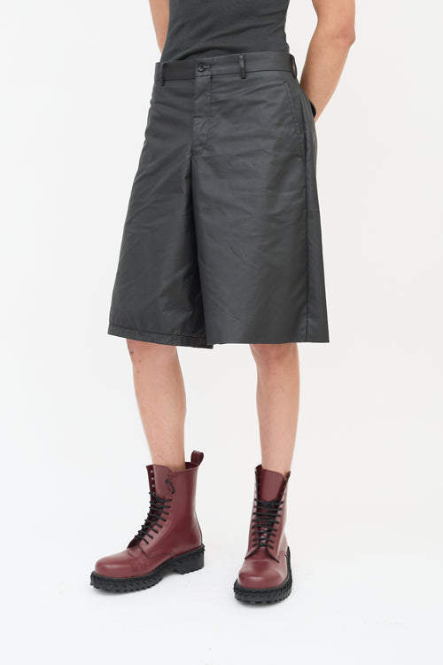 Comme des Garçons FW 2021 Black Cotton & Nylon Buckled Cutout Shorts