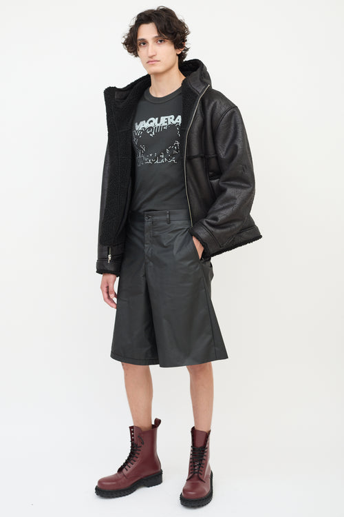 Comme des Garçons FW 2021 Black Cotton & Nylon Buckled Cutout Shorts