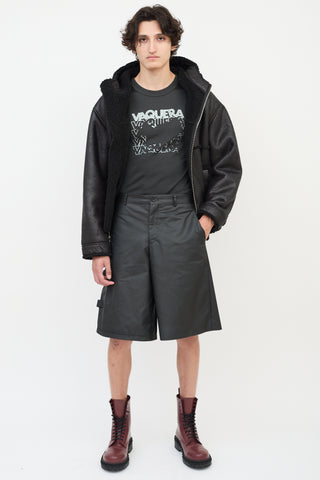 Comme des Garçons FW 2021 Black Cotton & Nylon Buckled Cutout Shorts