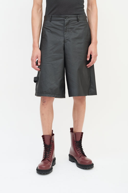 Comme des Garçons FW 2021 Black Cotton & Nylon Buckled Cutout Shorts