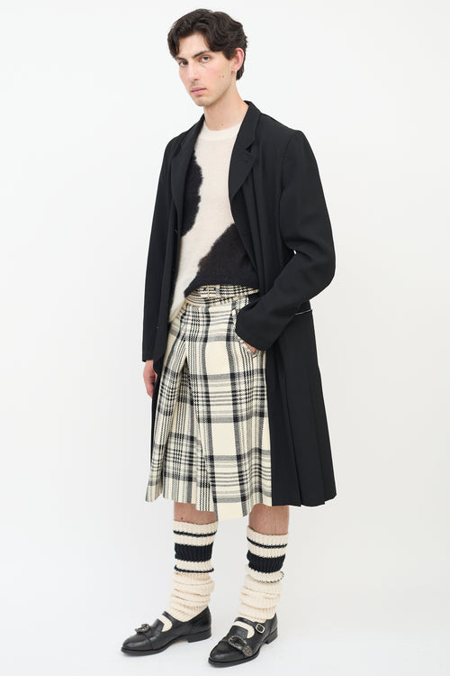 Comme des Garçons FW 2021 Cream & Black Check Box Pleated Shorts