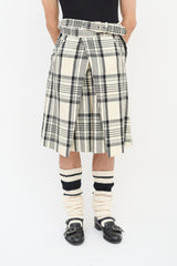 Comme des Garçons FW 2021 Cream & Black Check Box Pleated Shorts