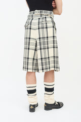 Comme des Garçons FW 2021 Cream & Black Check Box Pleated Shorts