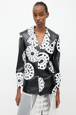 Comme des Garçons Fall 2001 Black & White Print Faux Leather Jacket