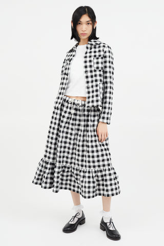 Comme des Garçons GIRL Black & White Textured Checked Skirt Set