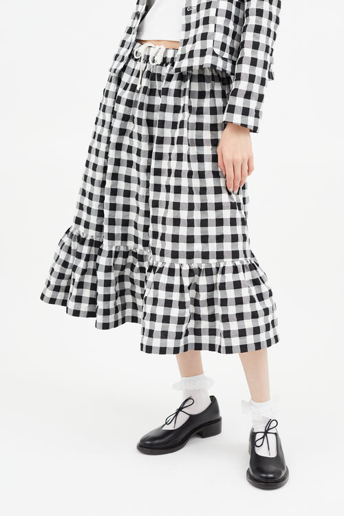 Comme des Garçons GIRL Black & White Textured Checked Skirt Set