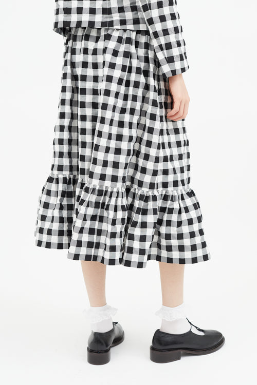 Comme des Garçons GIRL Black & White Textured Checked Skirt Set
