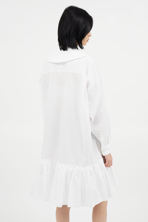 Comme des Garçons GIRL White Oversized Ruffle Shirt Dress