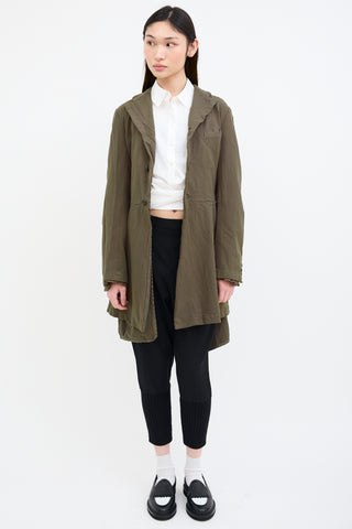 Comme des Garçons Green Front Layered  Coat