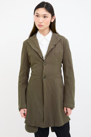 Comme des Garçons Green Front Layered  Coat