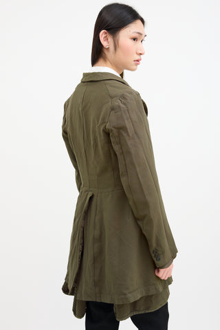 Comme des Garçons Green Front Layered  Coat