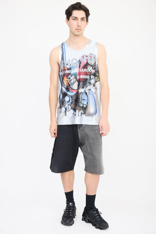 Comme des Garçons Grey & Multicolour Car Logo Tank