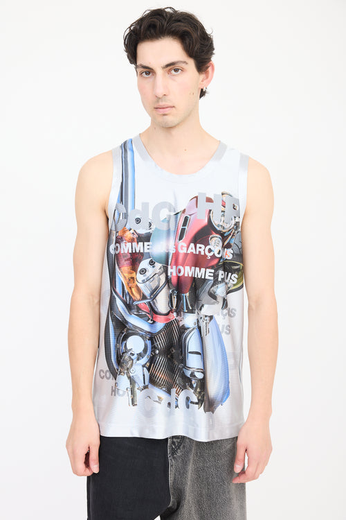 Comme des Garçons Grey & Multicolour Car Logo Tank