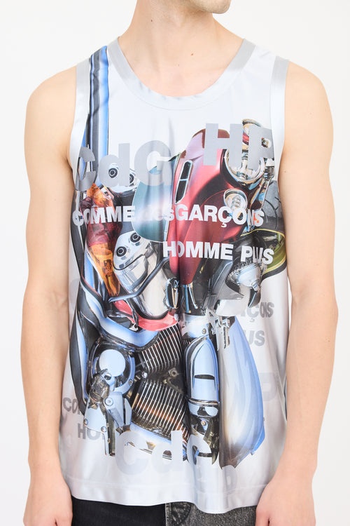 Comme des Garçons Grey & Multicolour Car Logo Tank